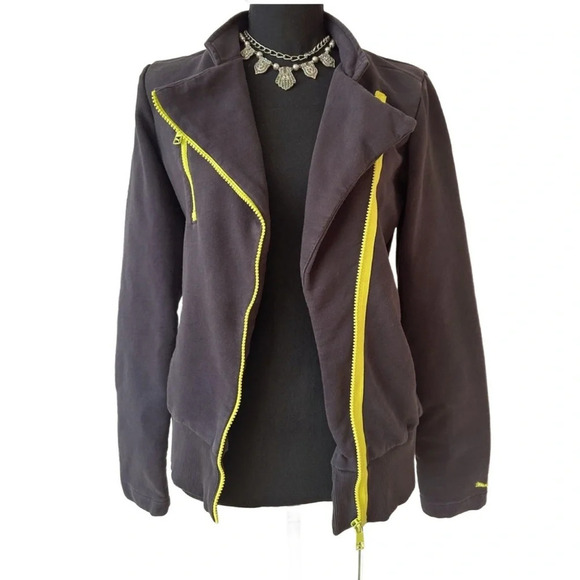 PUMA ~ Women’s Long Sleeve Bold Yellow Zipper Cotton Sweat Shirt Size M - Picture 6 of 10